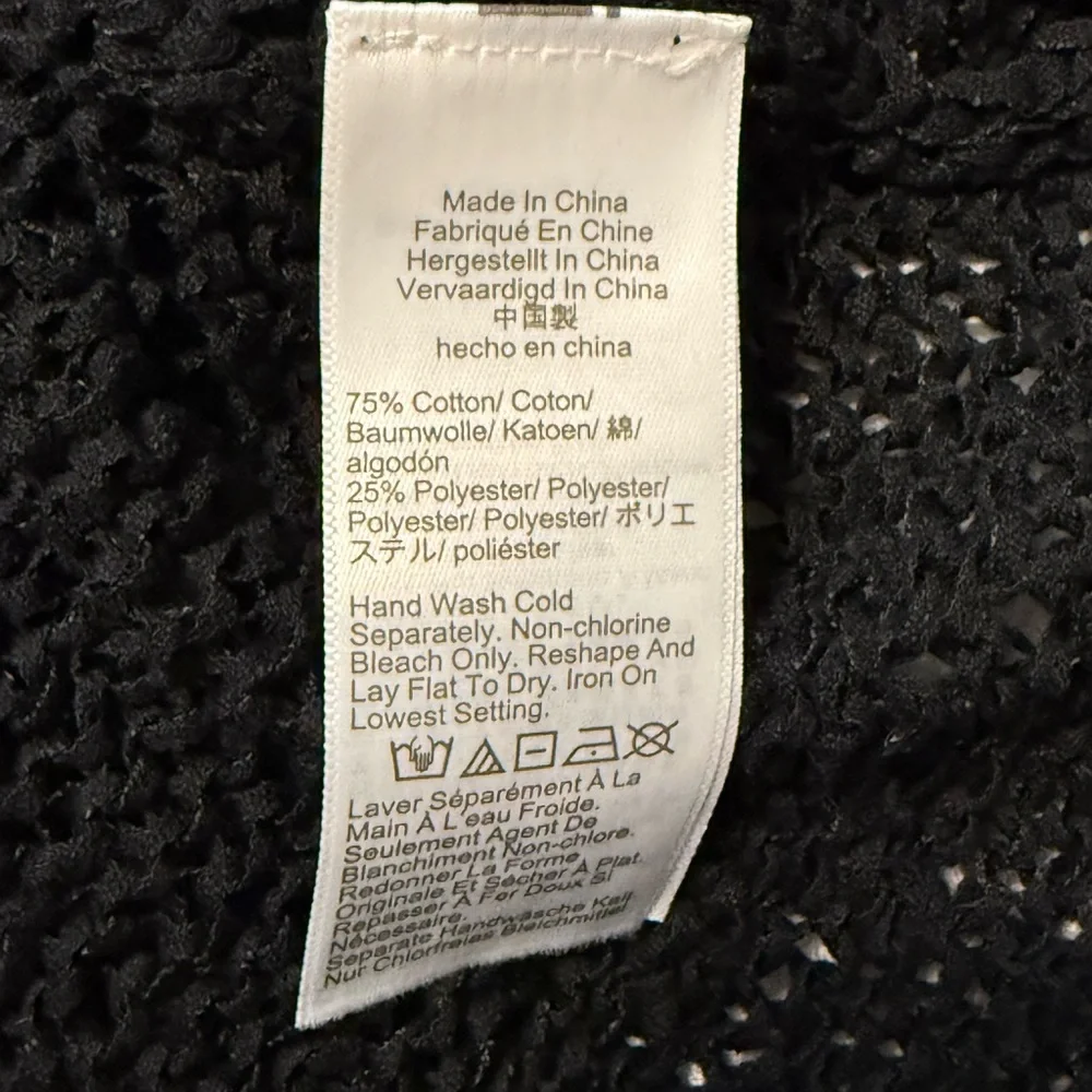 J. Crew Black Open-Knit Crewneck Sweater